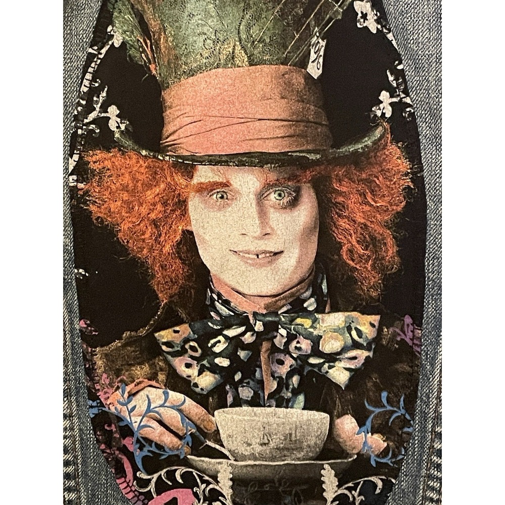 GAP Mad Hatter Denim‎ Jacket Disney Alice Y2K Whimsy Goth Boho Large